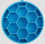 Blue Honeycomb Design Enrichment Slow Feeder Bowl for Dogs By Soda Pup