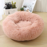 Blush Pink Soft Calming Donut Dog Pet Bed By Pet Wiz