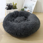 Dark Grey Soft Calming Donut Dog Pet Bed By Pet Wiz