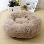 Khaki Brown Soft Calming Donut Dog Pet Bed By Pet Wiz