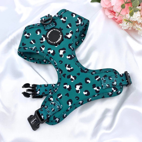 Green Leopard Print Harness By Pawsome Life