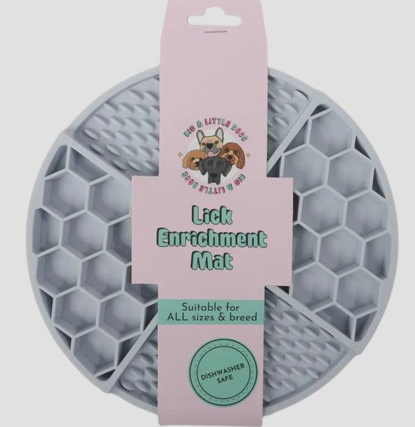 Grey Blue Enrichment Lick Mat By Big & Little Dogs