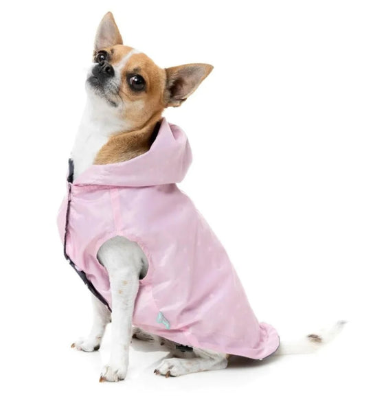 PRE ORDER Pink Flipside Reversible Raincoat Dog Jacket By FuzzYard