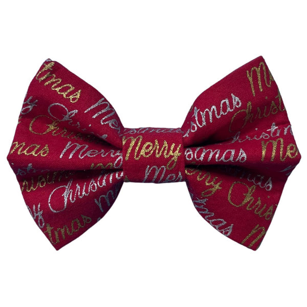 Merry Christmas Red Dog Bow Tie Handmade By Urban Tails