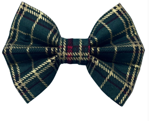 ‘Tis The Season Green Tartan Dog Bow Tie Handmade By Urban Tails