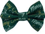 Merry Christmas Green Dog Bow Tie Handmade By Urban Tails