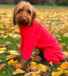 Vibrant Coral Four Legged Dog Fleece Overalls By Pet Wiz