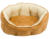 Tan Suede Oval Snuggle Dog Bed By House Of Paws