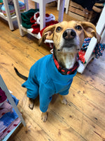 Teal Blue Four Legged Dog Fleece Overalls By Pet Wiz